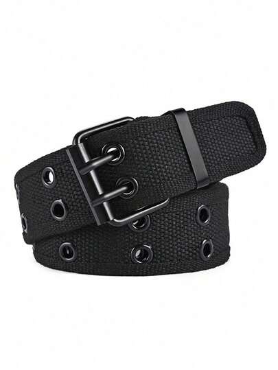 Nuevo cinturón de lujo trenzado para hombres y mujeres con hebilla de metal de doble pasador, perfecto para looks casuales, deportivos o de trabajo, ideal con vaqueros y pantalones