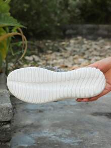 Women's Thong Style Flatform Sandals, Woven Fabric Toe Post Slide Sandals, Lightweight Casual Summer Shoes - Grey - View 2