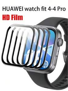 防震3D曲面屏幕保护膜4件套配件，兼容华为Watch Fit 4/4 Pro，3D曲面软膜，Fit 4保护壳，屏幕保护膜春季礼品 - 4pcs - 查看 3