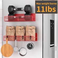 Estante magnético metálico organizador de especias con ganchos almacenamiento fuerte y movible para refrigerador y cocina paquete de 2 color rojo - Rojo - Ver 4