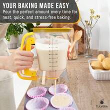 Pancake Batter Dispenser 5 - Cup Mix Pourer Pancakes, Waffles, Crepes, Muffins, Cupcakes Squeeze Handle, Pitcher, Durable Drip - Design Baking Accessories (Yellow) - 查看 7