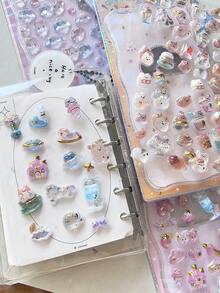 Cristal mini dorado, pegatinas de epoxi, decoraciones en relieve 3D de hámster, conejo, fundas de teléfono, scrapbooking, diario, pegatinas - Multicolor - Ver 3
