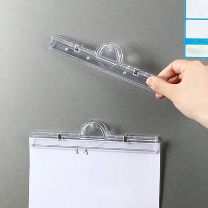 1个亚克力透明磁性夹，适用于试卷、菜单、办公用品、文件夹、A4尺寸文件、收据等，简约透明，旅行配件