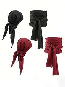 [Boat Crossing] 1/3 Pieces Of Halloween New-Style Voile Fabric Pirate Headscarf Belt Felt Skull Eye Mask. Fun Cosplay Medieval Renaissance Pirate Costume With Pirate Mask. Valentine's Day Mask-Wearing Dance Party, Christmas Party, Magical Costume Props, New Party Attire. - Multicolor - View 10