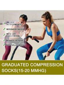 6 pares de calcetines de compresión para mujer, calcetines hasta la rodilla con diseño médico lindo, calcetines de compresión para enfermeras, adecuados para correr, ciclismo, senderismo - Negro - Ver 4