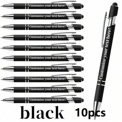 [Custom] 10pcs Metal Ball Pen Set, Laser Engraved Customized Letters And Sentences - Multifunctional Writing Pen, Personalized Text Design, Lightweight , Smooth Writing, Perfect Customized Gift For Back To School And Graduation Season, Suitable For Study, Office, Meeting, Note-Taking, Etc.