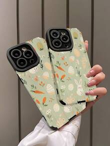 1pc Minimalist Rabbit & Egg Pattern Textured Soft Protective Phone Case, Suitable Compatible With Apple And Phones 17/17AIR/17PRO/17PROMAX, Classic Gift For Friends, Lovers - Multicolor - View 4