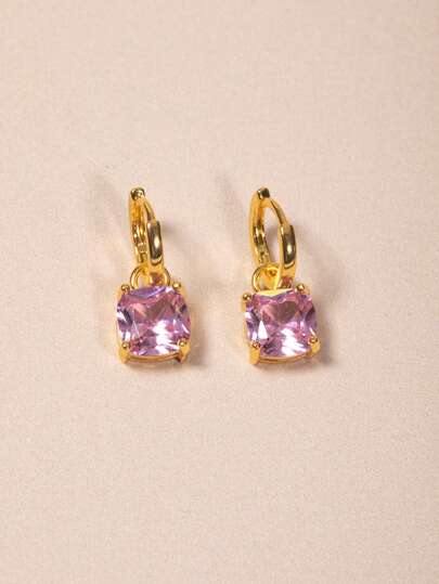 Bộ 2 chiếc bông tai mặt dây chuyền pha lê hồng đồng mới, đá Zirconia, trang sức bông tai dễ thương cho bé gái.