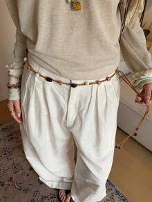 1pc Handmade Beaded Woven Waist Rope, Polyester Material, - Brown - View 3