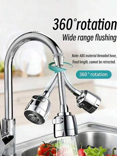 1pc 360° Swivel Kitchen Faucet Extender, Dual-Mode Water Spray, Single Hole Installation, Water-Saving Nozzle, Suitable For Sink And Shower, Durable ABS Material, Round Shape