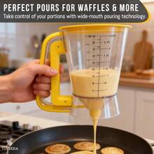Pancake Batter Dispenser 5 - Cup Mix Pourer Pancakes, Waffles, Crepes, Muffins, Cupcakes Squeeze Handle, Pitcher, Durable Drip - Design Baking Accessories (Yellow) - 查看 5