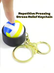 3D Printed Stress Relief Ball Keychains, PLA Material, Realistic Basketball, Football, Rugby, Volleyball, Golf Ball, Baseball, Tennis Ball, Beach Ball And Pickleball Pendants - Balls - View 8