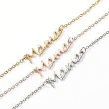 简约不锈钢字母“MAMA”链条手链，适合母亲节、万圣节、圣诞节的珠宝礼品配饰 - 彩色 - 查看 6