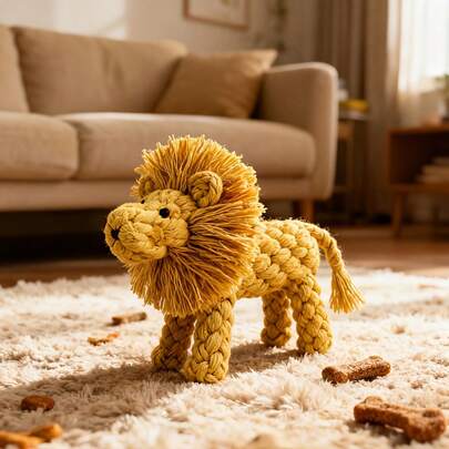 Lion Shaped Chewing Rope Dog Toy - And Durable, Suitable For Small To Medium Dogs, Teeth Grinding, Christmas Gift, Indoor And Outdoor Interactive Game, Pet Toy, Bite-Resistant Gift, For Teething, Very Suitable For Dogs To Play, Portable For Outdoor Use And Daily Indoor Games, Suitable For Small To Medium Dogs, Chewable, Warm Companion Gift For New Year, Dog Rope Knot Toy, Puppy Toy, Puppy Chewing Toy, Training Puppy Toy, Puppy Toy, Biting Toy, Puppy Chewing Toy, Puppy Interactive Toy, Pet Toy, Rope, Pet Dog