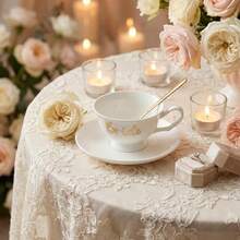 Rtteri - Juego de tazas de té y platillo para novia 7 onzas juego de tazas de té de porcelana para decoración de fiesta té de novia café elegante victoriano color clásico floral - Color vintage - Ver 3