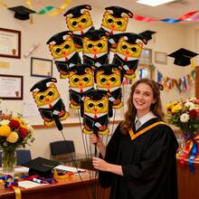 10pcs 44cm Graduation Owl Shaped Foil Balloons With Glasses, Suitable For Graduation Theme Party Decoration - View 5