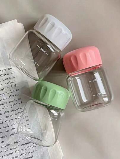 迷你杯，便携式小水杯，带刻度，耐热，适用于牛奶、豆奶、咖啡，玻璃杯