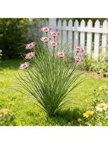 6件套人造户外花卉和块茎草 - 非洲雏菊和块茎草地栽植物的塑料复制品，适用于花园、露台、酒店装饰 - 全年易于维护（无需浇水，不含花盆） - 彩色 - 查看 12