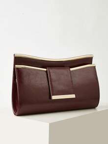 REMANLAND Chiếc ví cầm tay tối giản và cao cấp màu đỏ tía làm từ chất liệu PU, viền kim loại, với đường nét tinh tế, lớp hoàn thiện PU cao cấp, các đường sọc kim loại vàng đơn giản và hình dáng hình học. Phù hợp cho cả những bữa tối công sở với khách hàng hay những buổi gặp gỡ xã giao buổi tối, cân bằng giữa sự chuyên nghiệp và vẻ sang trọng tinh tế. Đây là món quà tuyệt vời nhất dành cho phái nữ. - Màu Đỏ Sâu - Xem 3