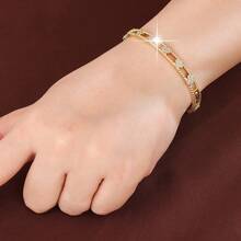 1pc Delicate Hollow Plum Blossom Shaped Design Cubic Zirconia Inlaid Women Fashion Bracelet - Multicolor - View 4