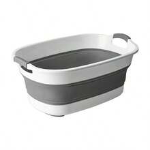 QICHEN Cesta Plegable de plástico para la Colada contenedor de Almacenamiento Plegable y Organizador Portátil y ahorro de espacio 60CM*40CM Gris - Gris - Ver 3