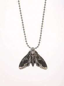 1pc Hip Hop Skull Decor Moth Charm Necklace For Women For Prom Party - 復古銀色 - 查看 1