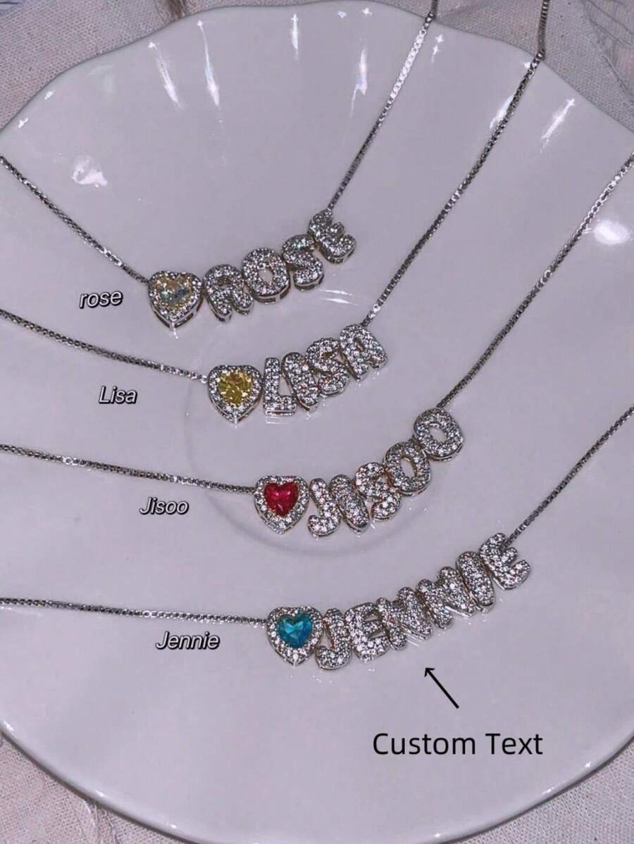 1pc 3D Bubble Name Necklace, Bubble Initial Charm Personalized Jewelry Gift Custom Nameplate Necklace, Initial Round Bubble Necklace - Personalized Gift For Friends, Couples And Family With Unique Custom Name Design - Style 4 - View 1