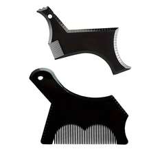 2pcs Men's Beard Trimming & Styling Comb Set, Black And Transparent 2pcs Men's Beard Grooming Tools With Built-In Comb For Multi-Line Trimming: Curved/Straight/Neckline/Goatee/Mustache - Beard Comb + brush - View 4