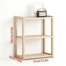 极简桌面书架，多层储物架，适用于宿舍/家庭，学生书桌收纳架，木质多层桌面书架，学习桌书架 - 杏色 - 查看 15