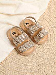 金色婴儿男女童软底凉鞋，夏季婴儿婚礼礼服平底鞋，新生儿学步鞋，幼儿学步鞋 - 香檳色 - 查看 10