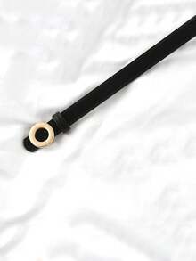 1条小圆扣皮带，黑色细皮带，适用于连衣裙、连体裤、牛仔裤 - 黑色 - 查看 3