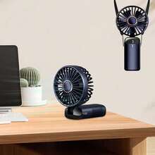 Portable Handheld Electric Fan, Battery Powered, With Stand, 8 Hours Runtime, Digital Display, 5 Speed Levels, 90° Adjustable, Rechargeable Mini Fan For Indoor & Outdoor Use - Multicolor - View 15