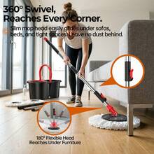 2026NEW Rotating Mop And Bucket Set, 360-Degree Rotating Mop Andbucket With Portable Wheels, Includes 3-4 Microfiber Mopheads, Adjustable Telescopic Handle Length From 38-61inches, And Comes With An Adjustable Hanging Hook. SpinMop With Adjustable Handle - TB002 - Xem 6