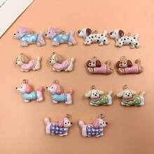 7/14/20个可爱小狗吊坠，用于珠宝制作，萌系小动物吊坠，DIY耳环 - 彩色 - 查看 1