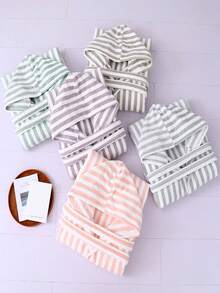 1件珊瑚绒女士长款浴袍，多种颜色可选，带帽、腰带和口袋，蓬松柔软保暖，男女通用浴巾浴袍，女士浴袍，女士浴巾，超柔软天鹅绒 - 彩色 - 查看 9