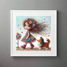 1 bộ tranh đính đá acrylic 5D [30*30cm/11.8*11.8in][40*40cm/15.7*15.7in], họa tiết cô gái hoạt hình và chú cún con, thích hợp cho người lớn mới bắt đầu tự làm tranh khảm đá, tranh đính đá thủ công hoàn chỉnh, thích hợp để trang trí tường phòng khách, phòng ngủ, văn phòng, quà tặng trang trí nhà cửa bất ngờ cho gia đình và bạn bè - Không có khung - Xem 3