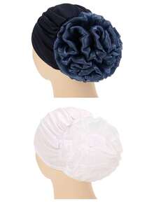 1pc Women's New Large Floral Headband Hat, Elastic Fabric Turban Hat With Classic Floral Decor, Fashionable Party Hat - A - View 16