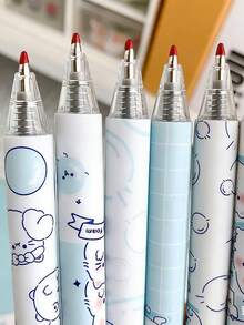 8支/套卡通动物造型中性笔，8支/4支/1支创意可爱兔耳中性笔，签名笔，文具用品，适合返校季和节日礼物 - 多色 - 查看 11