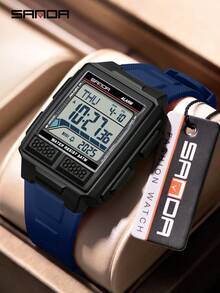 SANDA. SANDA 2212 青少年运动电子手表 5ATM 防水 夜光倒计时秒表闹钟 3D立体表壳 - 藍色 - 查看 9