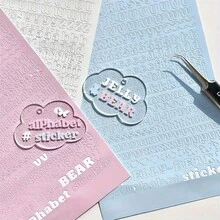 6pcs Pink, Blue, White Cute A-Z Letter Stickers, Including Uppercase & Lowercase Letters, 1-26 Numbers, Suitable For Learning, Scrapbooking, Diary, DIY Crafts, Plastic Pages, Magazine Stickers - Multicolor - View 3