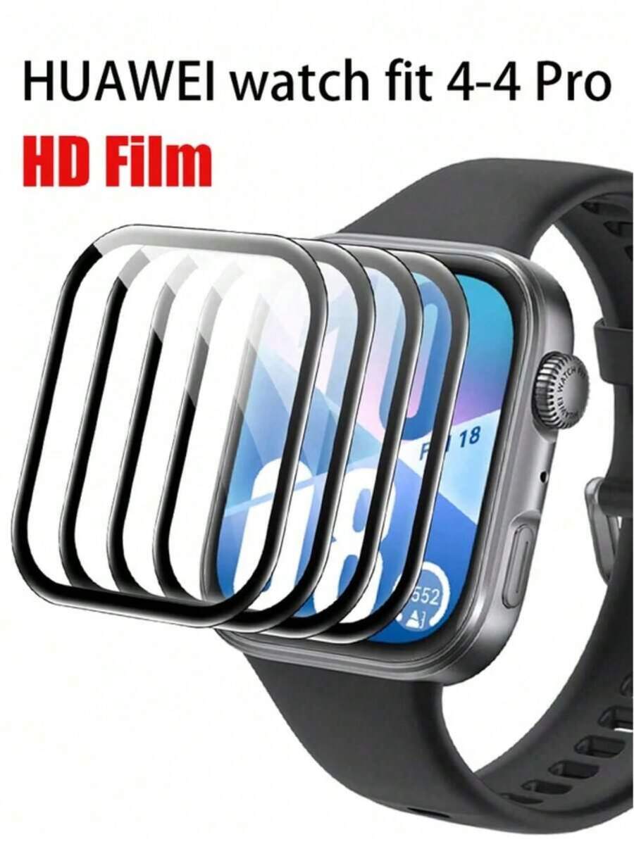 防震3D曲面屏幕保护膜4件套配件，兼容华为Watch Fit 4/4 Pro，3D曲面软膜，Fit 4保护壳，屏幕保护膜春季礼品