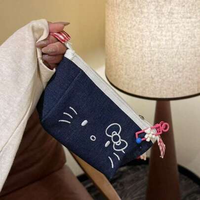 SANRIO 1 pieza Estuche de lápices con diseño de gatito lindo, bolsa de almacenamiento de gran capacidad para útiles escolares, organizador de escritorio (accesorios no incluidos)