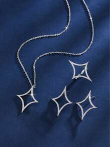 3件套/戒指、项链、耳环首饰套装，简约小众首饰套装，适合日常通勤佩戴 - 彩色 - 查看 2