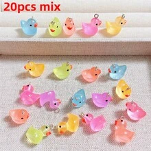 20pcs Random Assorted 3D Glow-In-The-Dark Duckling Resin Pendant, Suitable For Handmade Jewelry Making, Earrings, Necklaces, Bracelets, Bag Charms, Couple Gifts, Resin Craft Supplies - 20 Mixed Packs Of Glow-in-the-dark Ducks - View 8