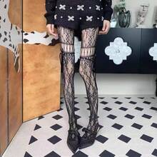 Bow-Tie Design 2sd Island Hollow-Out White Pantyhose For Women, New Autumn Style, Elegant And Mature Fishnet Stockings - L4068深酒紅 - 查看 4