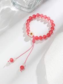 1pc Princess-Inspired Crystal Beaded Bracelet, Minimalist Design, Sweet Girl Style, Matching Best Friend Gift - Multicolor - View 4