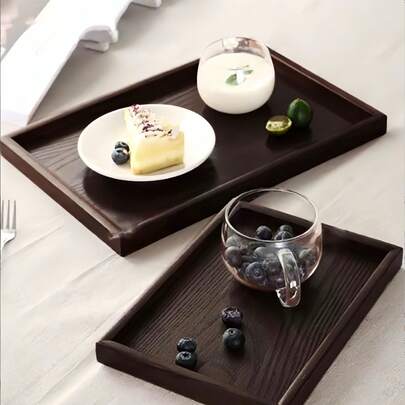 Wooden Trays Are Suitable For Food, Cakes, Salads, Fruits, Sushi, Beverages, Steaks, Pizzas, Grain-Textured Matte Finish Service Platters Are Suitable For, Families, Desserts, Tea, Bread, Snacks