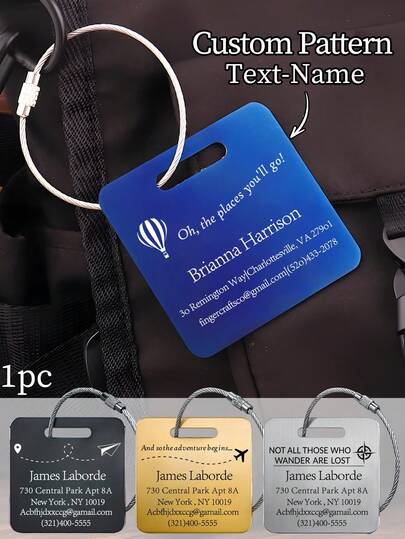 Etiqueta de equipaje de metal personalizada, etiqueta de aluminio grabada personalizada, identificación de equipaje, etiqueta de maleta, etiqueta de mochila, llavero de metal, regalo de viaje, regalo ideal para la familia