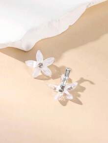 10pcs Girls' Sweet Minimalist Faux Flower Hair Clips, Versatile Daily Wear - White - View 4