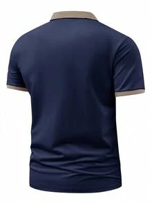 [Disney] New Summer Men's Short-Sleeve Polo Shirt, Retro American Style, Disney Mickey Mouse Logo Print, Business Collar Polo Shirt, Men's Undershirt, Suitable For Golf. - 藏青色 - 查看 2